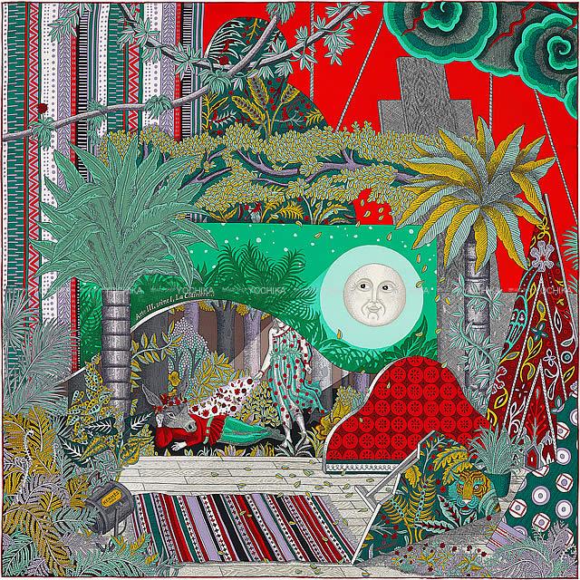 2018年秋冬 新作 エルメス カレ90 "三幕一場、森の空き地にて" ルージュXヴェールXモーヴ 新品