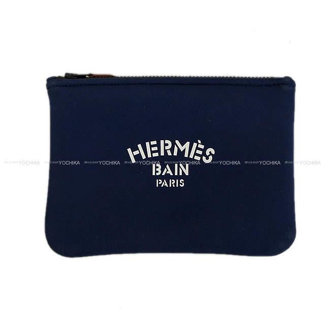 HERMES エルメス フラットポーチ "ネオバン" PM ブルー ポリアミド80%/エラスタン20% 新品