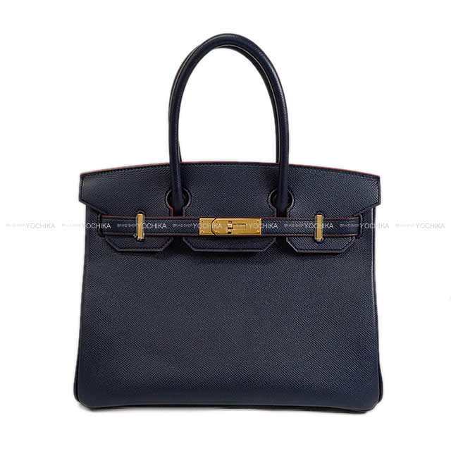 HERMES エルメス ハンドバッグ バーキン30 コントゥール ブルーインディゴXルージュアッシュ エプソン ゴールド金具 新品未使用