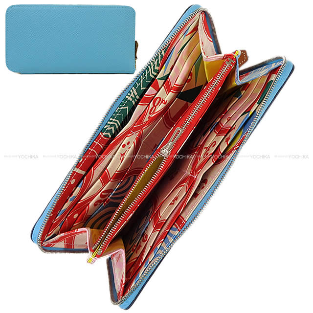 HERMES エルメス アザップ シルクイン 財布 "シルク・ゲーム" ブルーデュノール