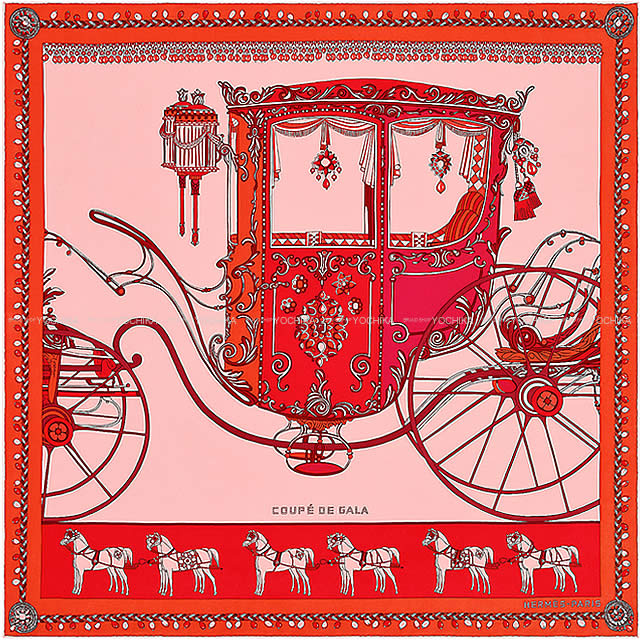HERMES エルメス スカーフ カレ ウォッシュ 90 "クーペ・ドゥ・ガラ" ローズペール