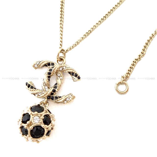 CHANEL シャネル ココマーク ミラーボール ぶら下がり ネックレス 黒(ブラック)Xゴールド AB0575 新品