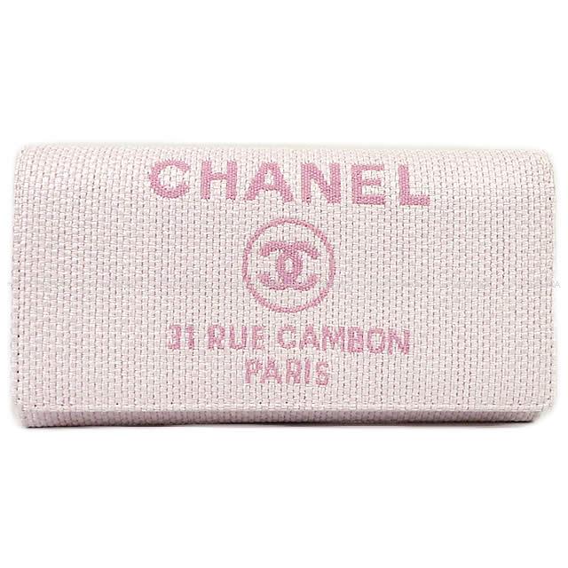 CHANEL シャネル ドーヴィル ファスナー付フラップ 長財布 ローズクレール ナイロンキャンバス A80053 新品未使用