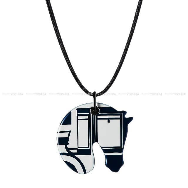 HERMES エルメス ペンダント ネックレス プリント エナメル スモール PM "タッタソール/クーペ・タトゥアージュ