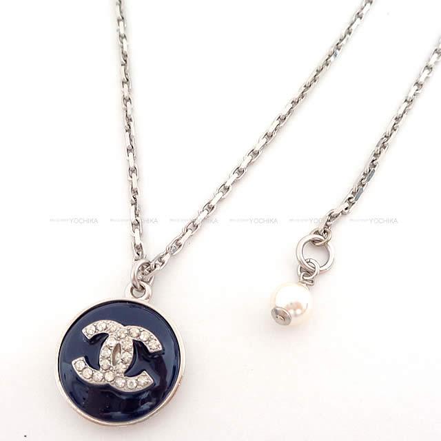CHANEL シャネル ラウンド ラインストーン ココマーク ネックレス ネイビー A58428 新品