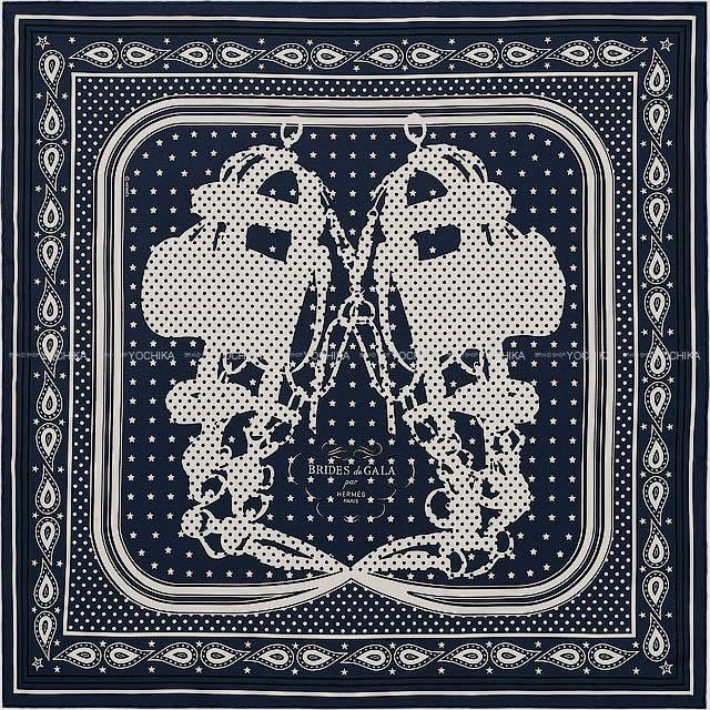 2018年 秋冬 HERMES エルメス バンダナ カレ55 "ブリッド・ドゥ・ガラ" マリン
