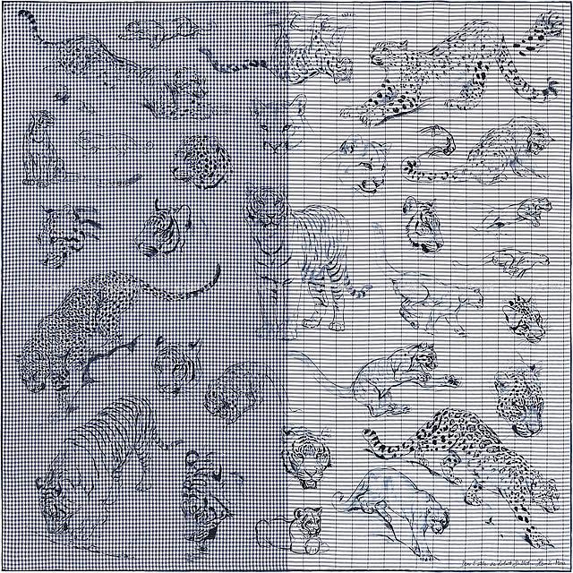 2018年 秋冬 HERMES エルメス スカーフ カレ90 "ロベール・ダレのアトリエ" ブルー