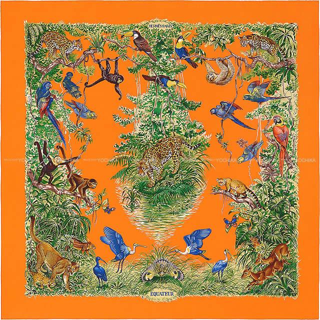 2019年 春夏 新作 HERMES エルメス スカーフ カレ90 ウォッシュ "赤道直下" オレンジ
