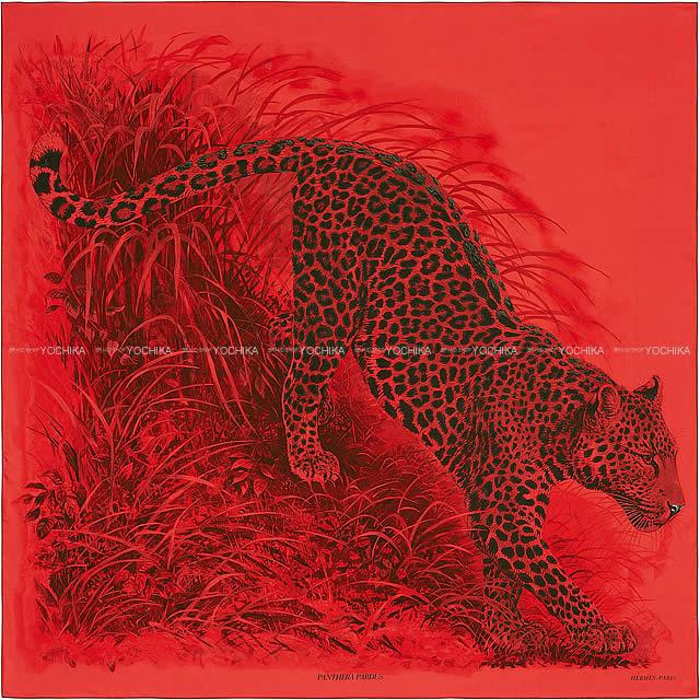 2018年春夏 HERMES エルメス ショール カレ140 "パンテラ・パルドゥス" ルージュ
