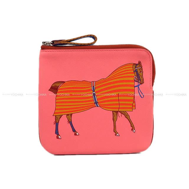 HERMES エルメス ミニポーチ "カレ ポケット ポーチ" ローズエテXジョーヌアンブル スイフト 新品