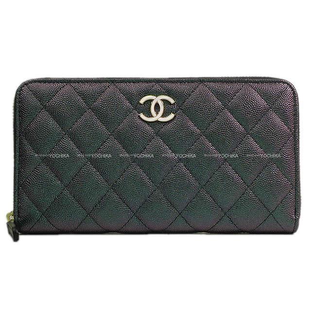 CHANEL シャネル オーロラシリーズ マトラッセ ラウンドファスナー長財布 メタリックグリーン AP0313 新品