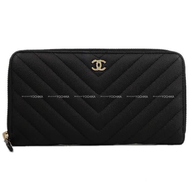 CHANEL シャネル シェヴロン キルティング ラウンドファスナー 長財布 黒Xボルドー グレインドカーフ A50097 新品