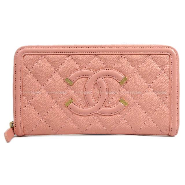CHANEL シャネル ビッグココマーク フレーム ラウンドファスナー 長財布 サーモンベビーピンク A84449 新品
