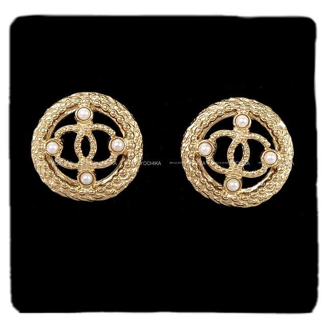 2018年 春夏 CHANEL シャネル ラウンド ココマーク ヴィンテージ パール ピアス ゴールド A99388 新品