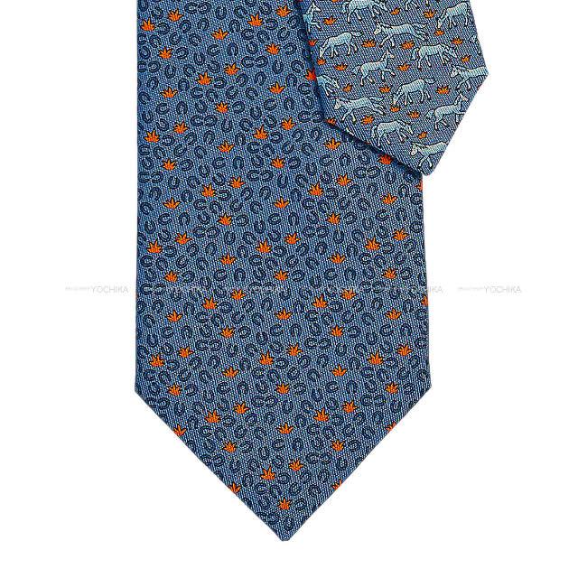 2019年 春夏 新作 HERMES エルメス ネクタイ "DADA HU" ブルージーンXブルーフォンセXオレンジ