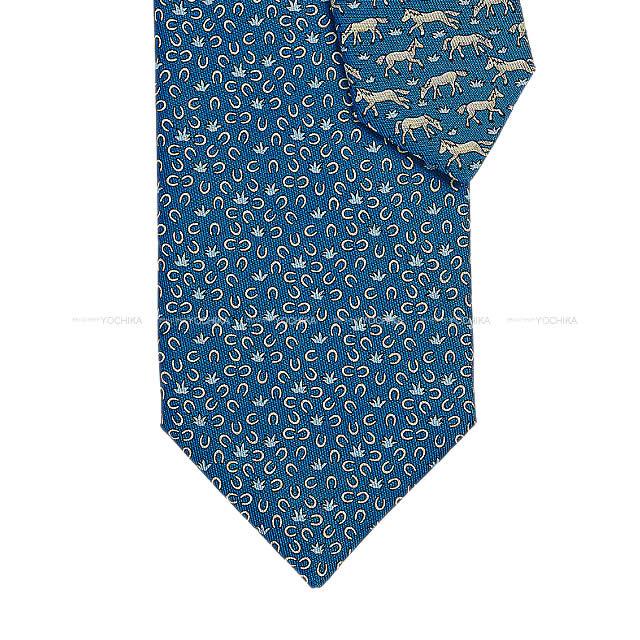 2019年 春夏 新作 HERMES エルメス ネクタイ "DADA HU" ブルーカナードX白(ホワイト)Xシエル