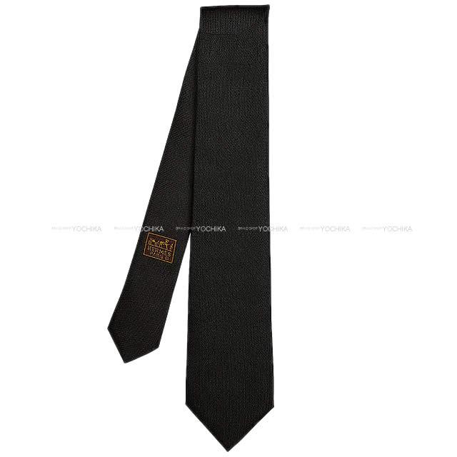 HERMES エルメス ネクタイ "マイヨン・プラース" 黒(ブラック) シルク100% 新品