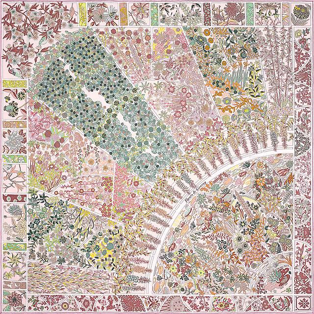 2017年 秋冬 HERMES エルメス スカーフ カレ90 "ジェヴェルニーの光" ローズ