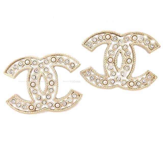 2019年春夏 新作 CHANEL シャネル ラインストーン パール ビッグ ココマーク フレーム ピアス AB0640 新品