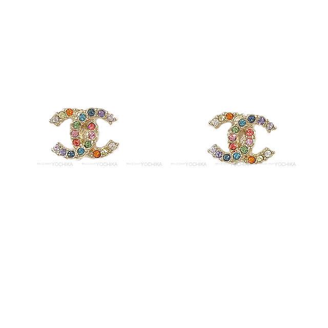 2019年 春夏 新作 CHANEL シャネル ココマーク プチ レインボー ラインストーン ピアス AB1553 新品