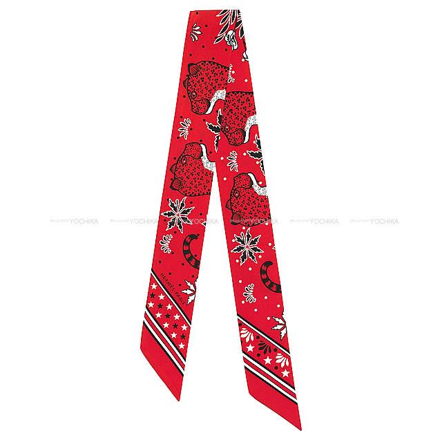 2019年春夏 新作 HERMES エルメス ツイリー スカーフ "バンダナ レオパード" ルージュ/黒/白 新品