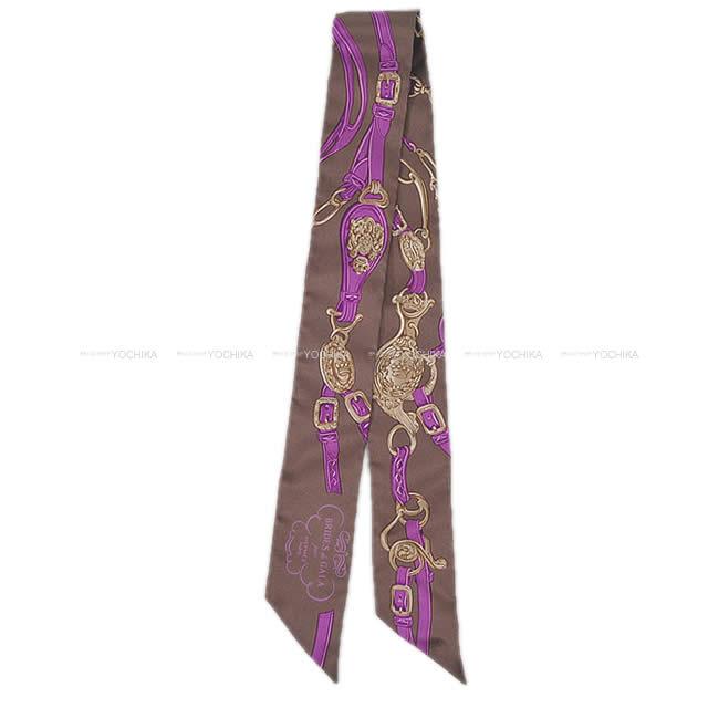 HERMES エルメス ツイリー スカーフ "ブリッド・ドゥ・ガラ" ヴァイオレットXショコラ シルク100% 新品未使用