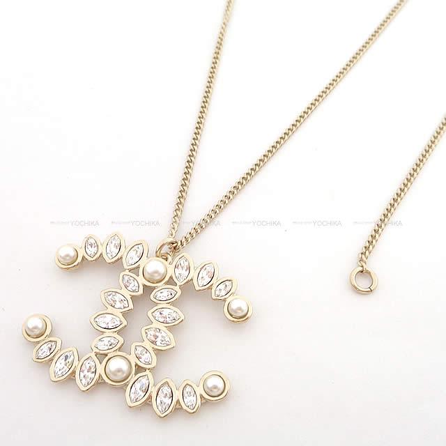 2019年 新作 CHANEL シャネル ビッグ ココマーク パール&ストラス ネックレス ゴールド金具 AB1492 新品