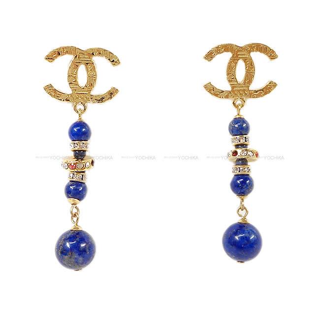 2019年 限定 メティエダール シャネル ココマーク 古代文字 ぶら下がり ピアス ゴールド/ラピスラズリ AB1997 新品