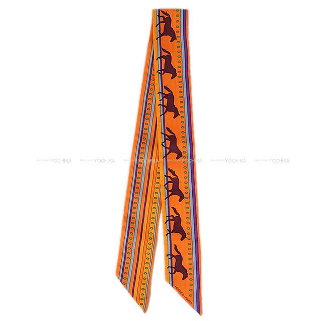 HERMES エルメス ツイリー スカーフ "SEQUENCES" セカンス オレンジ シルク100% 新品未使用