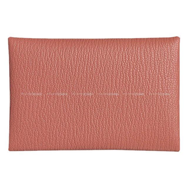 HERMES エルメス カードケース Calvi(カルヴィ) ローズテ シェーブル シルバー金具 新品未使用