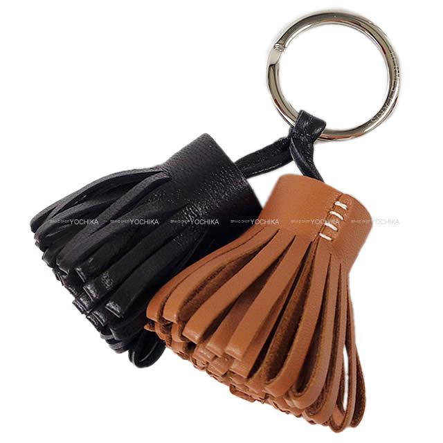 HERMES エルメス フリンジ キーホルダー カルメン ウノドス ライムXセレステ ラムスキン シルバー金具 新品