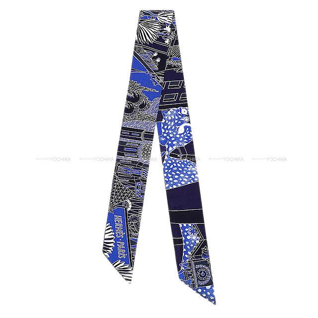 2019年 春夏 新作 HERMES エルメス ツイリー スカーフ "アニマポリス" マリン/ブルーロイヤル/白 新品