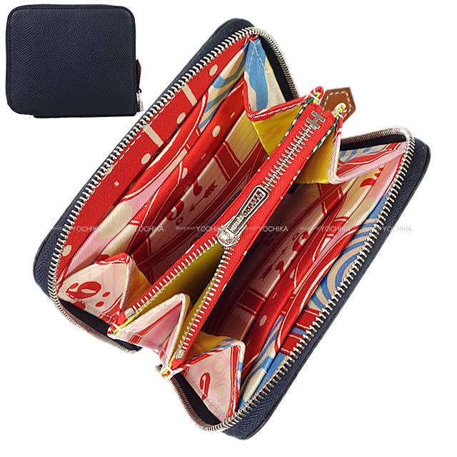 HERMES エルメス アザップ シルクイン コンパクト 財布 "シルク・ゲーム" ブルーインディゴ