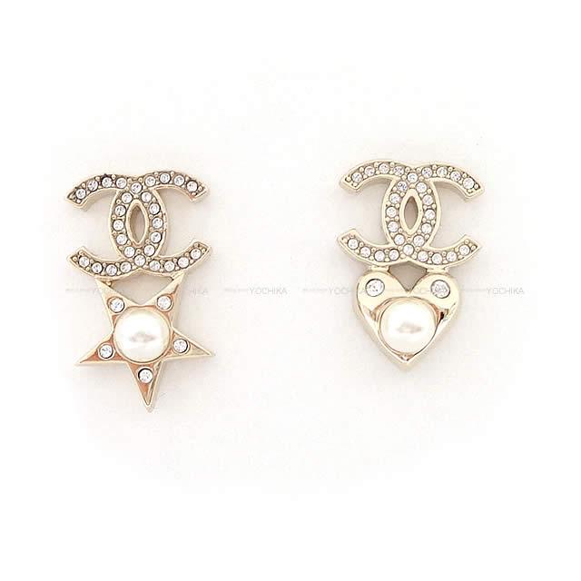 2019年 秋冬 新作 CHANEL シャネル ラインストーン ココマーク ハート&スター ピアス AB2340 新品