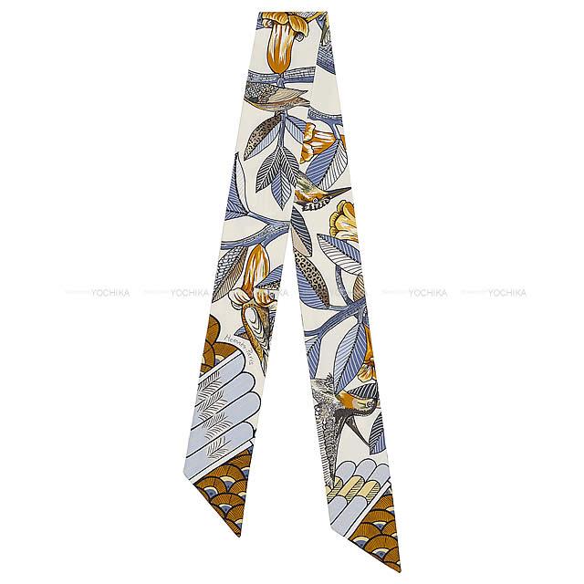 HERMES エルメス ツイリー スカーフ "ツリー・オブ・ソング" クリーム/モーヴ/オークル シルク100% 新品