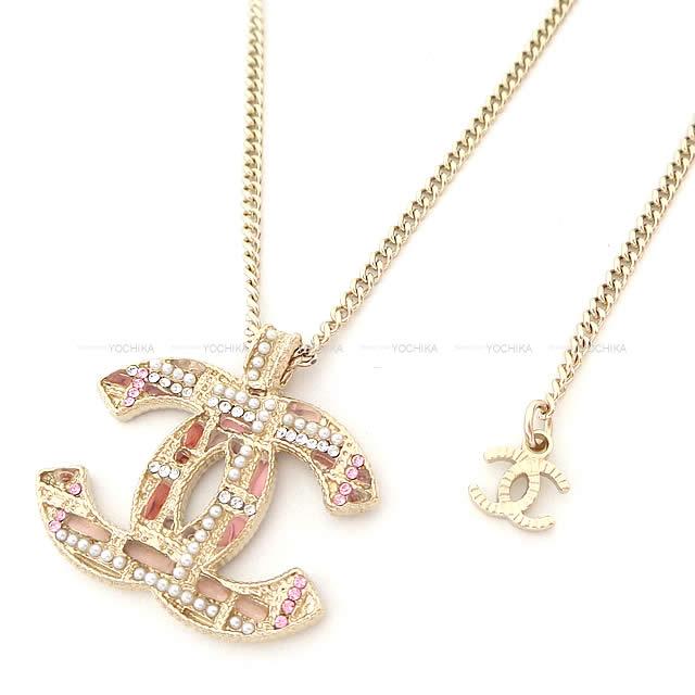 2019年 秋冬 新作 CHANEL シャネル ツィード風 ミニパール ネックレス ピンク/ゴールド AB2473 新品