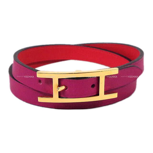 エルメス アピ3 MM ドゥブルトゥール リバーシブル ブレスレット ローズパープル/ローズエクストリーム  #T3 新品未使用