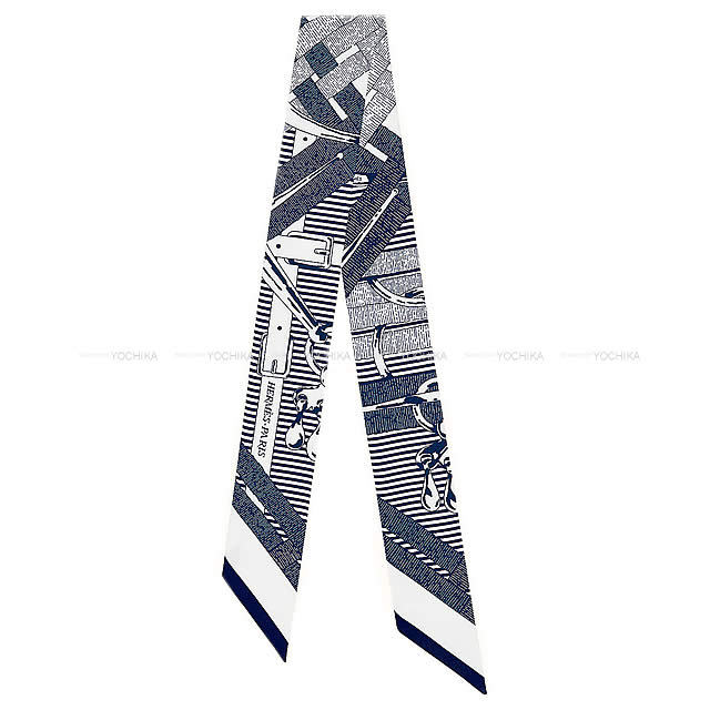 HERMES エルメス ツイリー スカーフ "Mors a jouets chemise" マリン