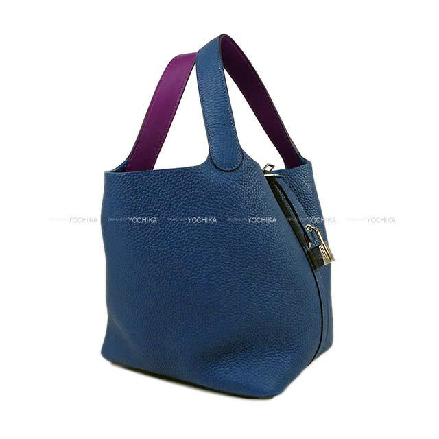 2019年秋冬新作 HERMES エルメス ハンドバッグ ピコタンロック エクラ 22 MM ディープブルー/アネモネ