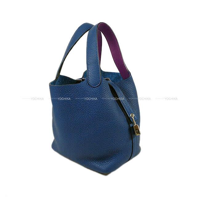 2019年秋冬新作 HERMES エルメス ハンドバッグ ピコタンロック エクラ 18 PM ディープブルー/アネモネ