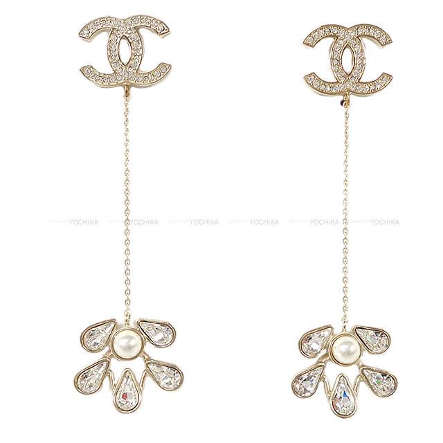 2019年 秋冬 新作 CHANEL シャネル ラインストーン パール ドロップ ココマーク ピアス AB2681 新品