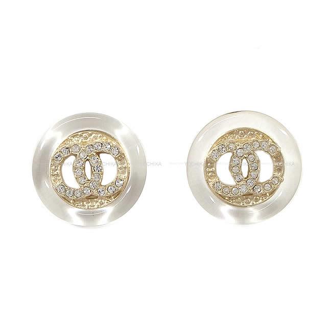 2019年 秋冬 新作 CHANEL シャネル クリア フレーム ラインストーン ココマーク ピアス AB2550 新品