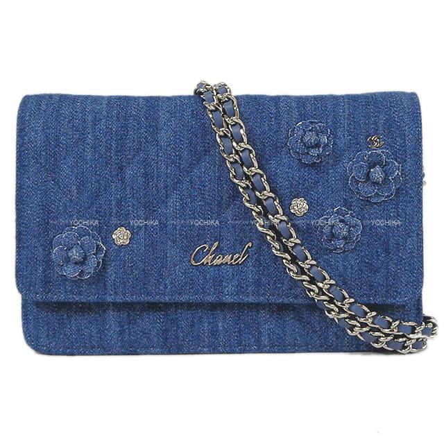 CHANEL シャネル マトラッセ カメリア デニム チェーンウォレット ブルー デニム AP0046 シルバー金具 新品未使用