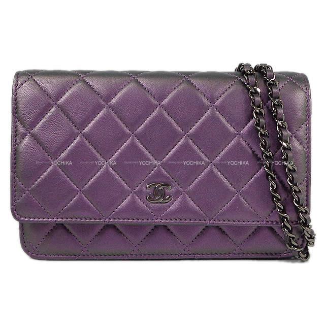 CHANEL シャネル マトラッセ メタリック チェーン ウォレット ショルダーバッグ ラムスキン A33814 新品未使用