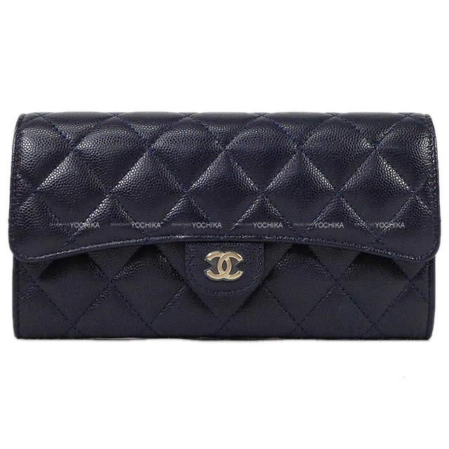CHANEL シャネル クラシック マトラッセ フラップ 長財布 ネイビー グレインドカーフ ゴールド金具 AP0241 新品