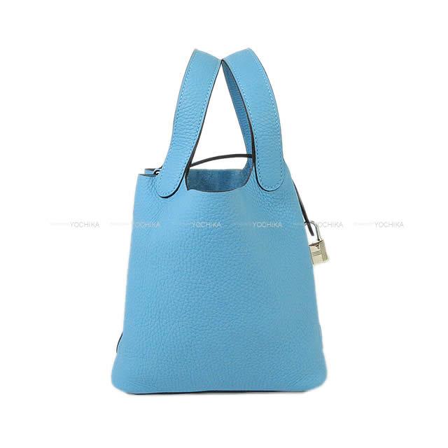HERMES エルメス ハンドバッグ ピコタンロック 18 PM ブルーデュノール トリヨン シルバー金具 新品