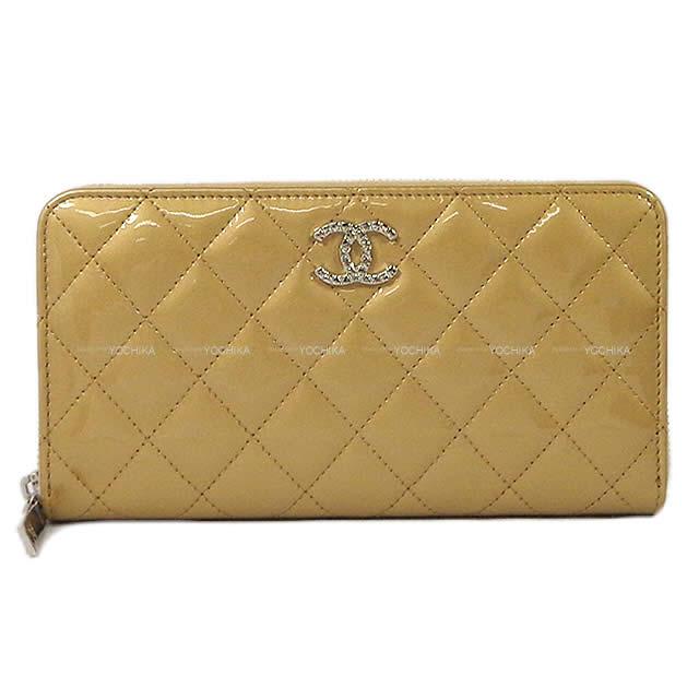 CHANEL シャネル ブリリアント ラウンドファスナー 長財布 ベージュゴールド エナメルレザー A50106 新品未使用
