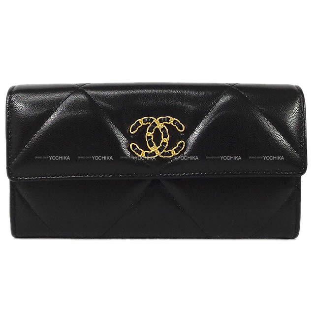 2019年 秋冬 新作 CHANEL シャネル 19 チェーン ココマーク マトラッセ フラップ 長財布 黒 新品