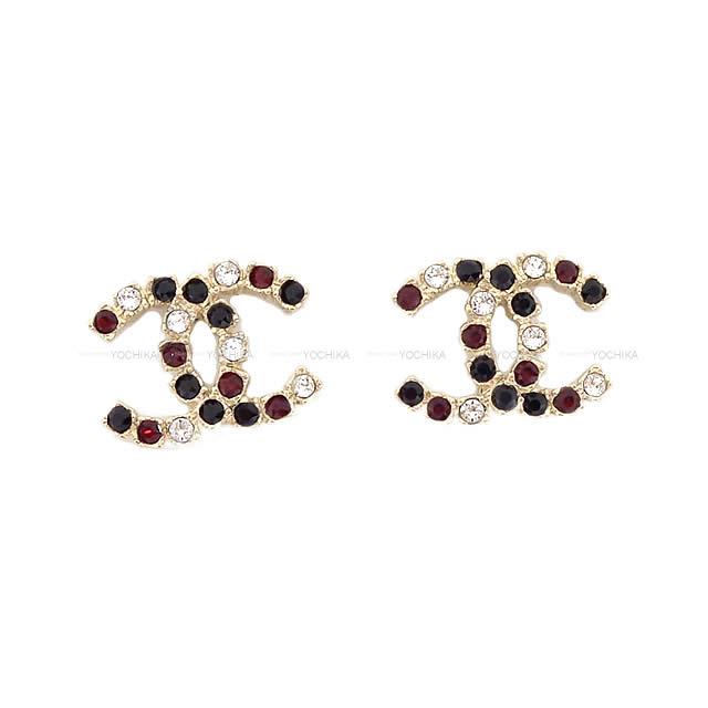 2019年 秋冬 新作 CHANEL シャネル カラーストーン ピアス ゴールド/赤/黒/クリスタル AB1644 新品