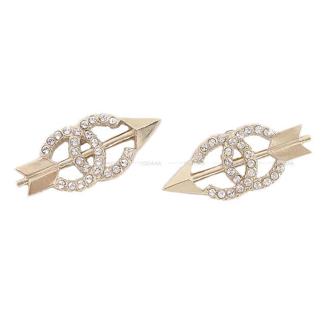 CHANEL シャネル ココマーク ラインストーン アロー(矢) ピアス ゴールド金具 AB2639 新品